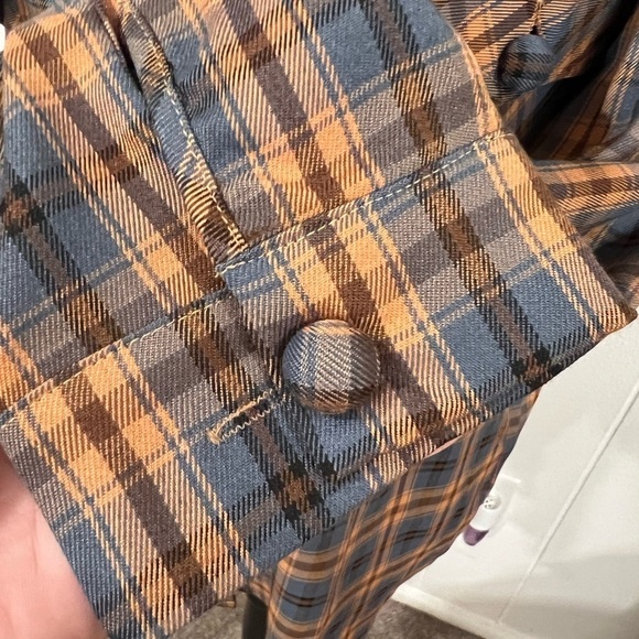Daisy Street Oversized Orange & Blue Plaid Shirt with Chest Pockets NWT size L - Picture 8 of 11